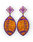 Field of Dreams Orange Glitter Football Earrings-Jewelry-Golden Stella-L. Mae Boutique & Wild Mabel Clothing