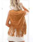 Fleetwood Camel Suede Embroidered Fringe Vest-Outerwear-Vocal-L. Mae Boutique & Wild Mabel Clothing