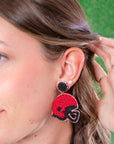 Garnet & Black Football Helmet Earrings-Jewelry-Golden Stella-L. Mae Boutique & Wild Mabel Clothing