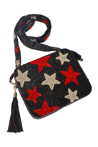 Garnet and Black Star Beaded Bag-Moyna-L. Mae Boutique
