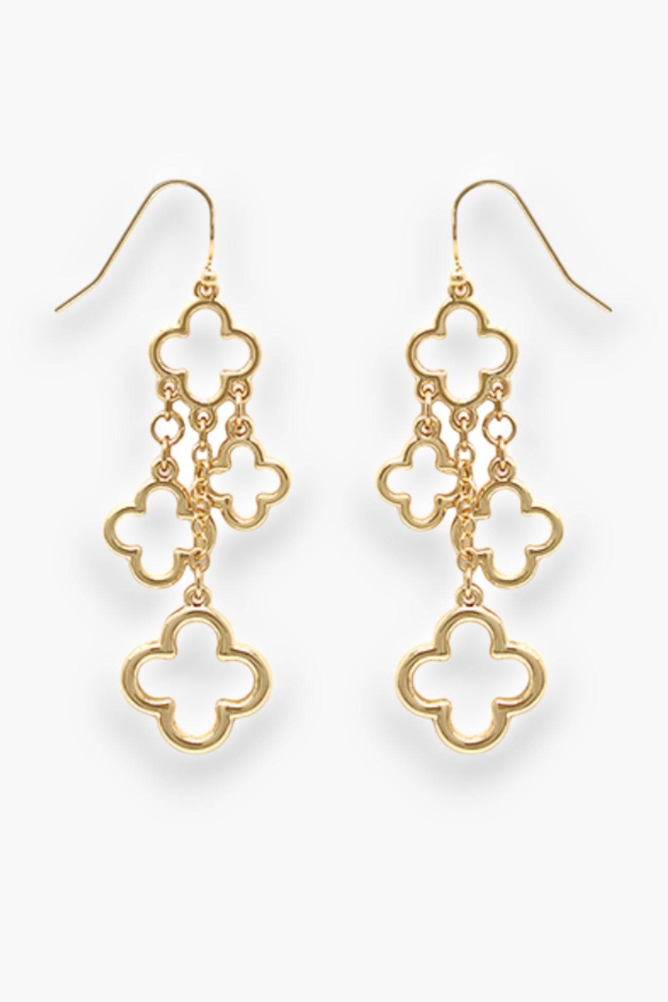 Gold Clover Chain Drop Earrings-Jewelry-Golden Stella-L. Mae Boutique & Wild Mabel Clothing