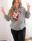 Grey USC Helmet Sweatshirt-Tops-Ever Ashton the Label-L. Mae Boutique & Wild Mabel Clothing