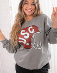 Grey USC Helmet Sweatshirt-Tops-Ever Ashton the Label-L. Mae Boutique & Wild Mabel Clothing