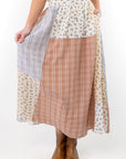 Hattie Patchwork Ivory Maxi Skirt-Bottoms-Polagram-L. Mae Boutique & Wild Mabel Clothing