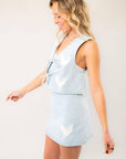 Heartstrings Denim Heart Stitch Mini Skirt-Bottoms-Cloud Ten-L. Mae Boutique & Wild Mabel Clothing