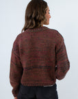 Heathered Burgundy Chunky Knit Sweater, Cropped chunky knit sweater, Long sleeve sweater for fall, University of South Carolina game day sweater, Chunky knit sweater for winter
