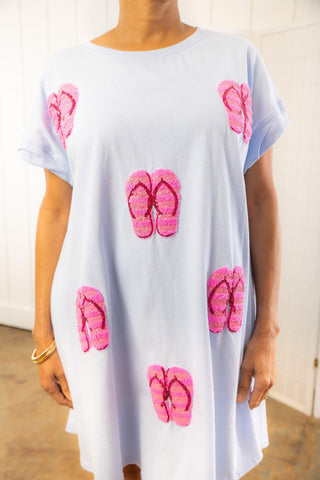 Hello Summer Sequin Flip Flop Dress-Fantastic Fawn-L. Mae Boutique