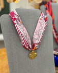 Prayer Charm Pink Bandana Scarf Necklace