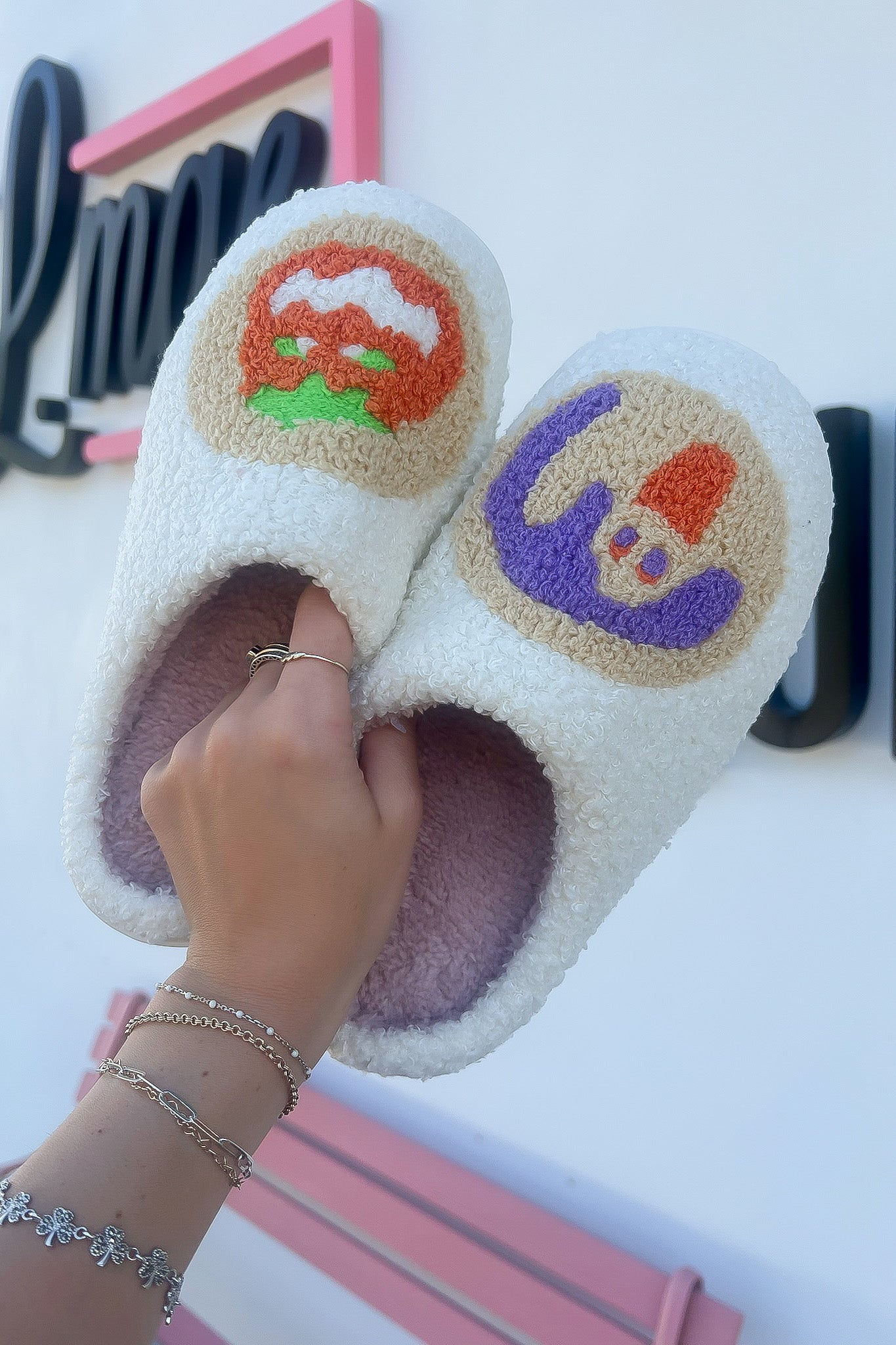 White Halloween Cookie Slippers