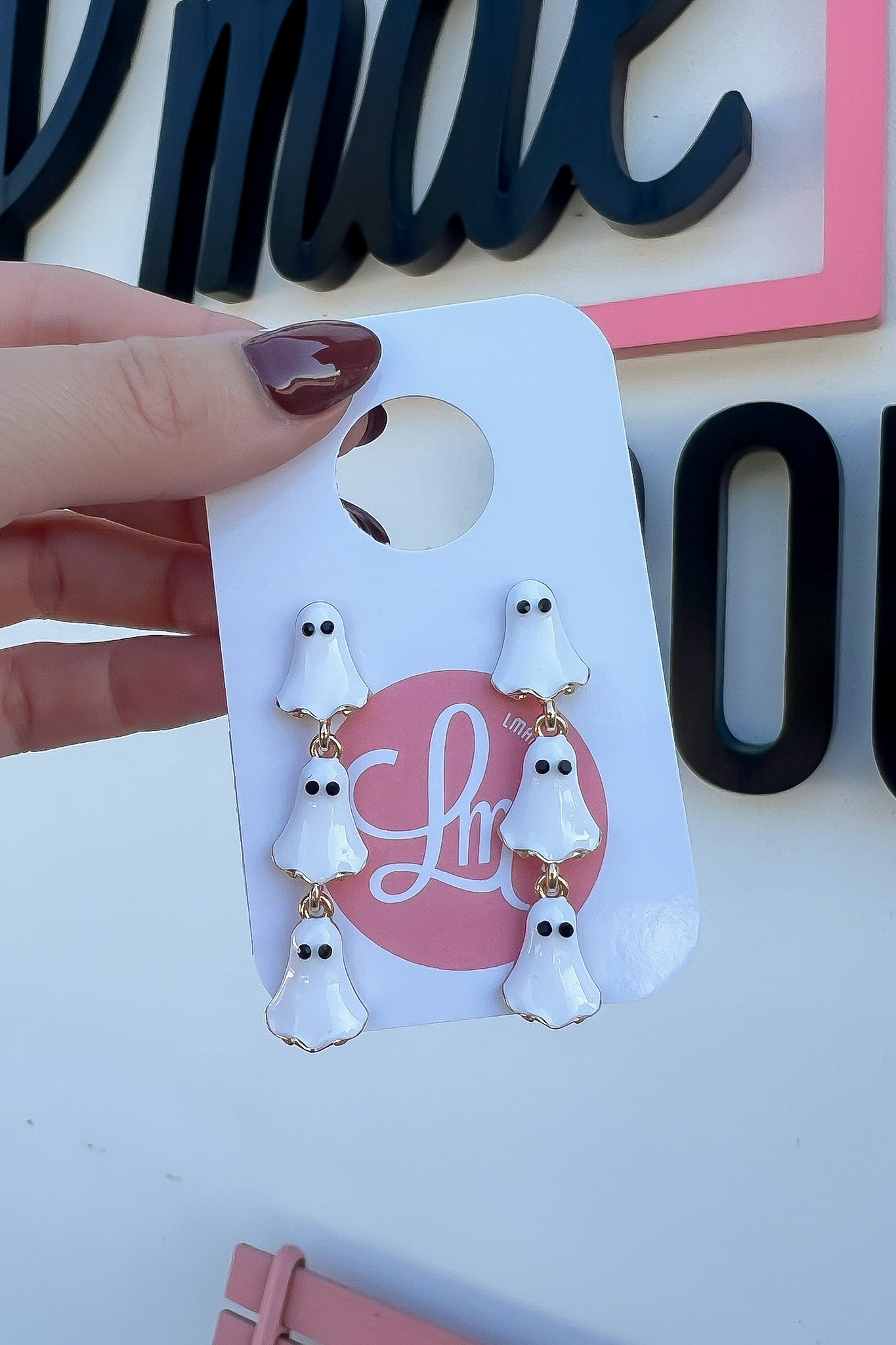 3 Ghost White Dangle Earrings