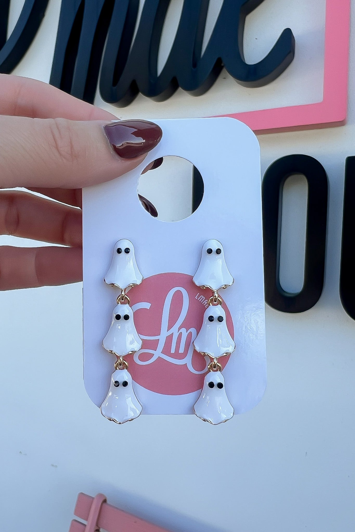 3 Ghost White Dangle Earrings