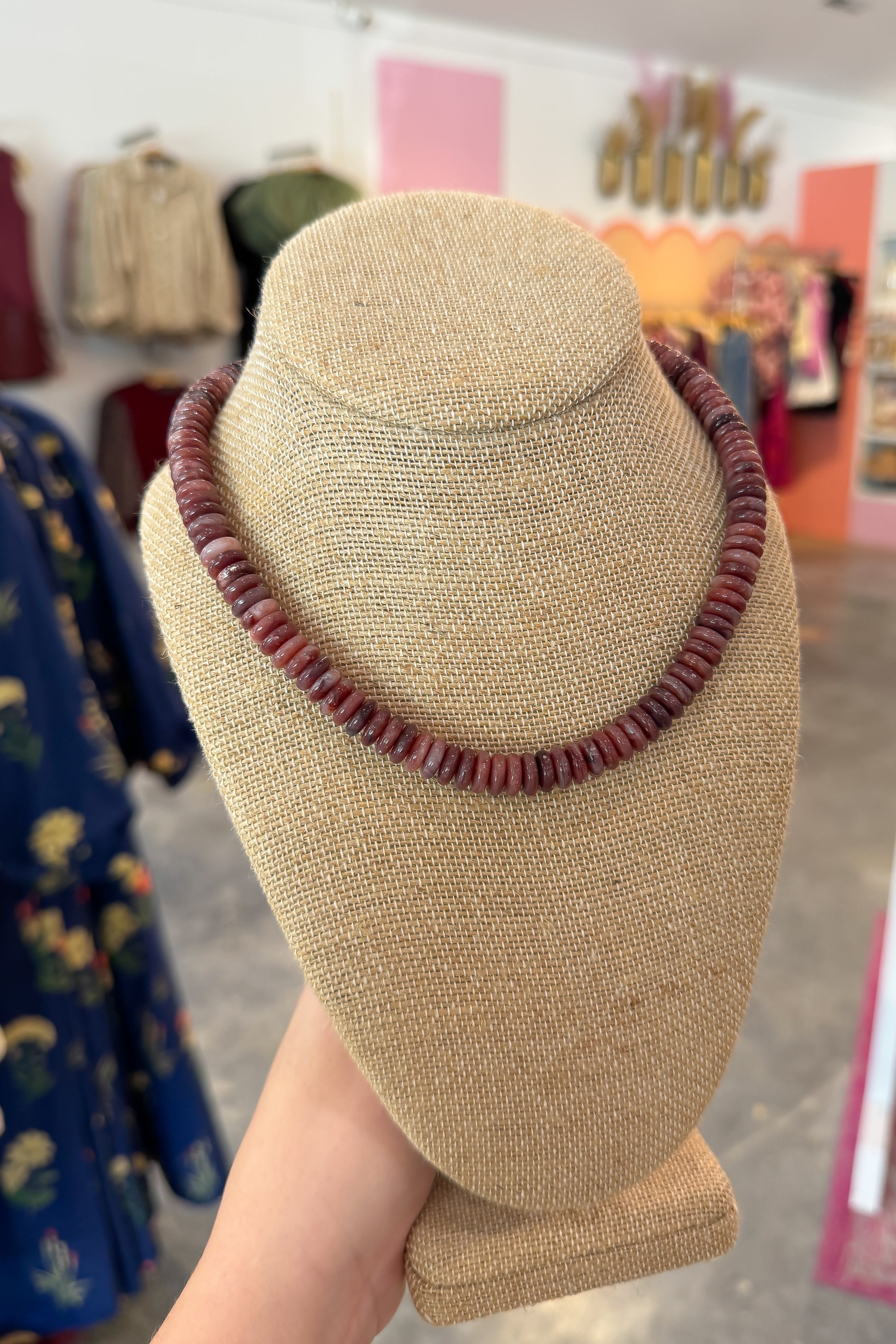 Burgundy Mini Beaded Necklace