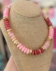 Pink & Gold Chunky Beaded Necklace