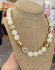 Natural and Gold Beaded Necklace