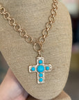 Turqouise Gold Cross Necklace