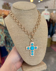 Turqouise Gold Cross Necklace
