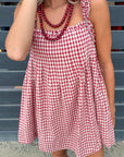 Carolina Nights Gingham Babydoll Mini Dress