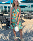 Mahi Sea Foam Green Patterned Mini Dress