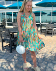 Mahi Sea Foam Green Patterned Mini Dress