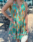 Mahi Sea Foam Green Patterned Mini Dress