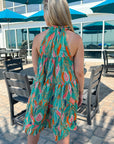 Mahi Sea Foam Green Patterned Mini Dress