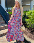 Boho Floral Purple Tiered Maxi Dress