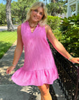 THML Pink Textured Sleeveless Dress