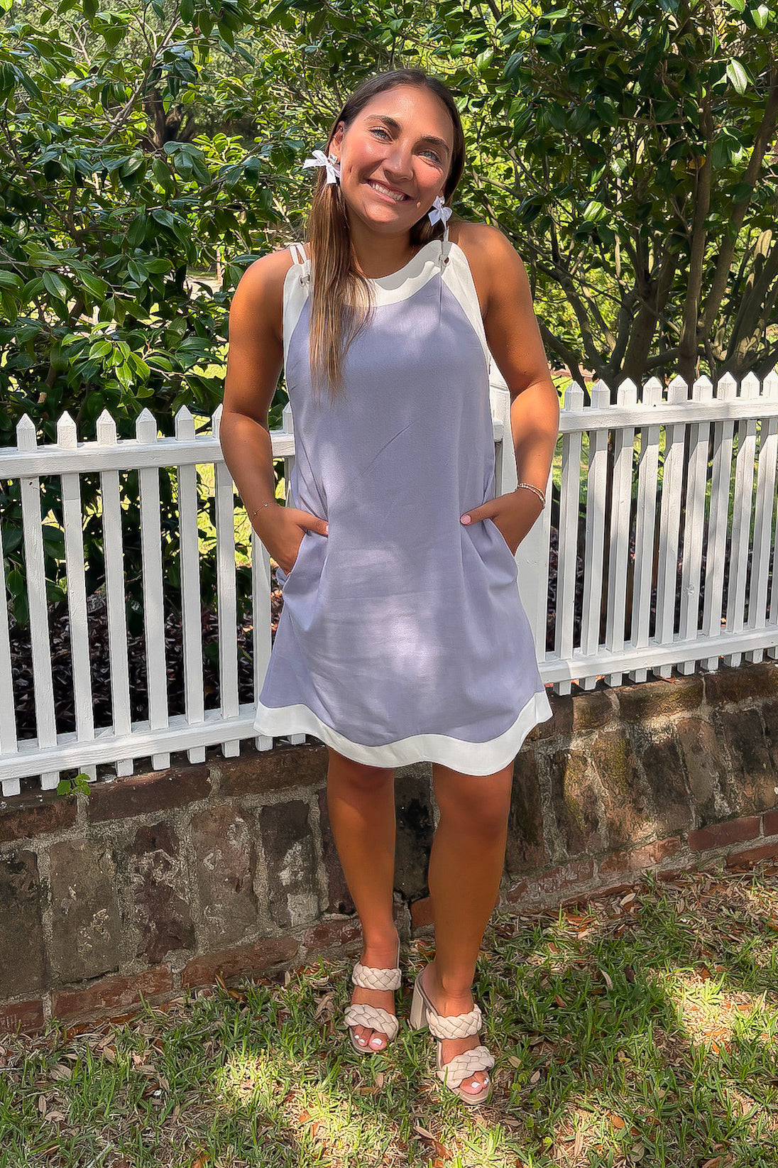 Linen Blue Wave Mini Dress