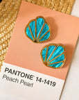 Blue Waters Seashell Statement Stud Earrings