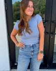 Free People Soft Chambray Wait a Minute Baby Tee