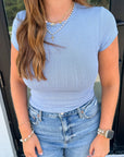 Free People Soft Chambray Wait a Minute Baby Tee