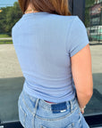 Free People Soft Chambray Wait a Minute Baby Tee