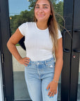 Free People Bright White Wait a Minute Baby Tee