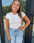 Free People Bright White Wait a Minute Baby Tee