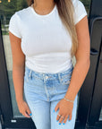 Free People Bright White Wait a Minute Baby Tee