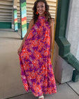 Bowman Orange and Purple Floral Maxi Dress
