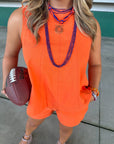 Gameday Orange Denim Sleeveless Top
