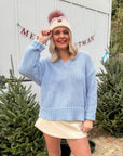 Powder Run Baby Blue Knit Pullover Sweater