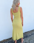 Citrus Breeze Lime Stripe Knit Sweater Dress