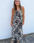 Z Supply Black And White Palm Jumpsuit