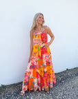 Island Escape Orange Tiered Maxi Dress