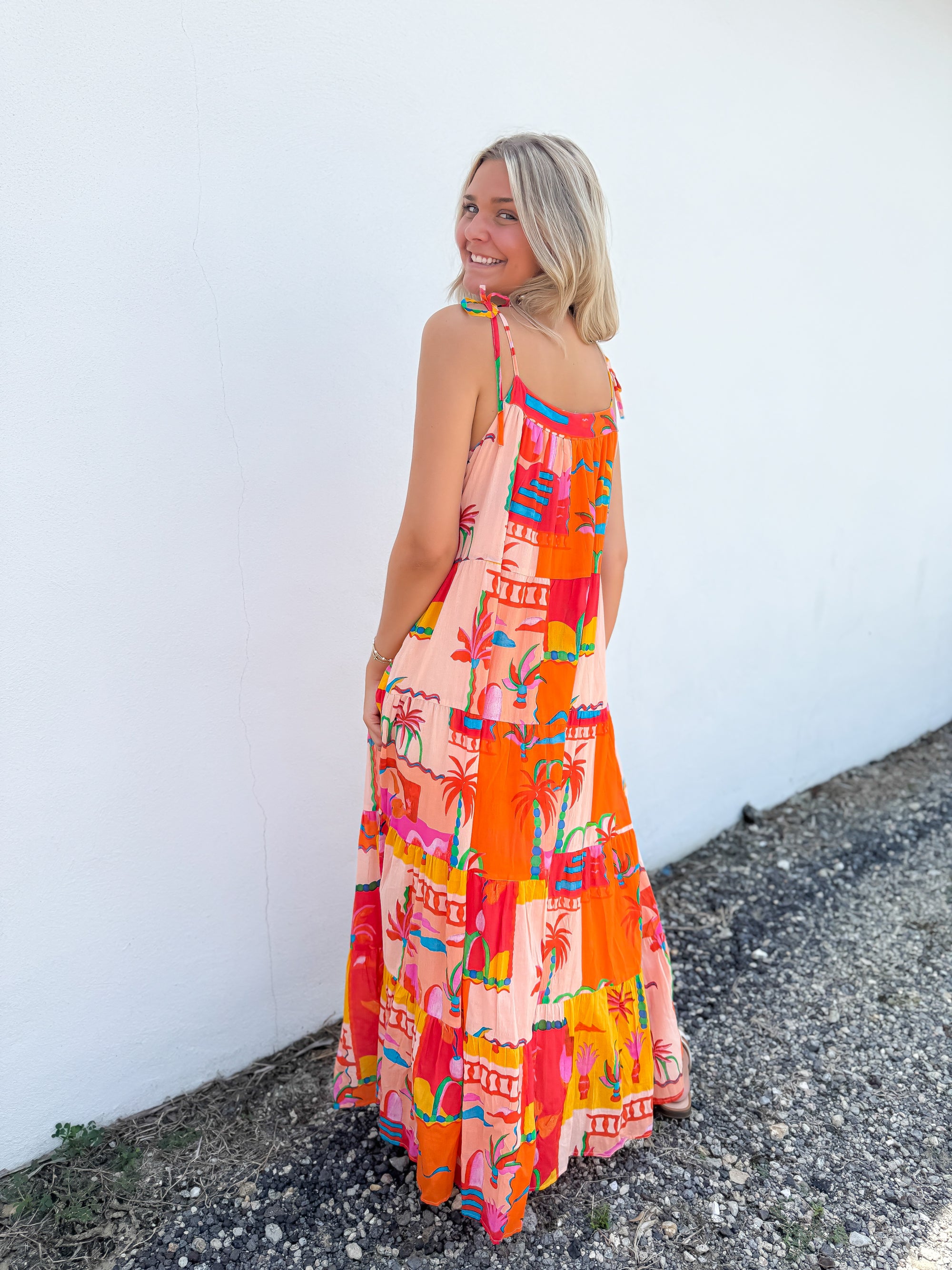 Island Escape Orange Tiered Maxi Dress