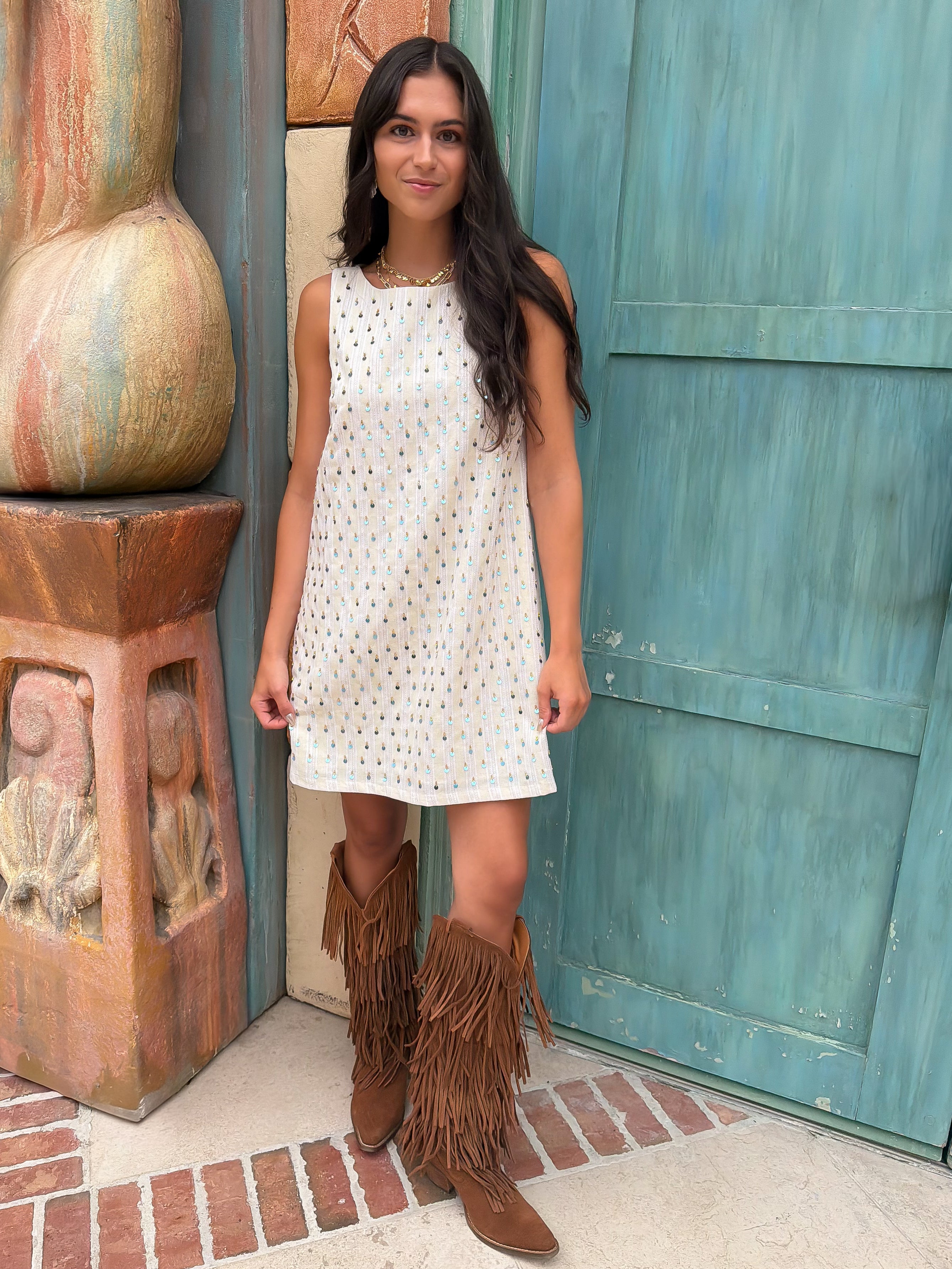 womens dress boots brown Sun Glitter Sequin Embellished Shift Dress