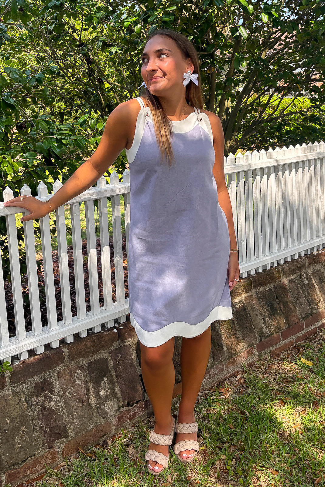 Linen Blue Wave Mini Dress
