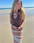 Beachcomber Chocolate Brown Embroidered Halter Top