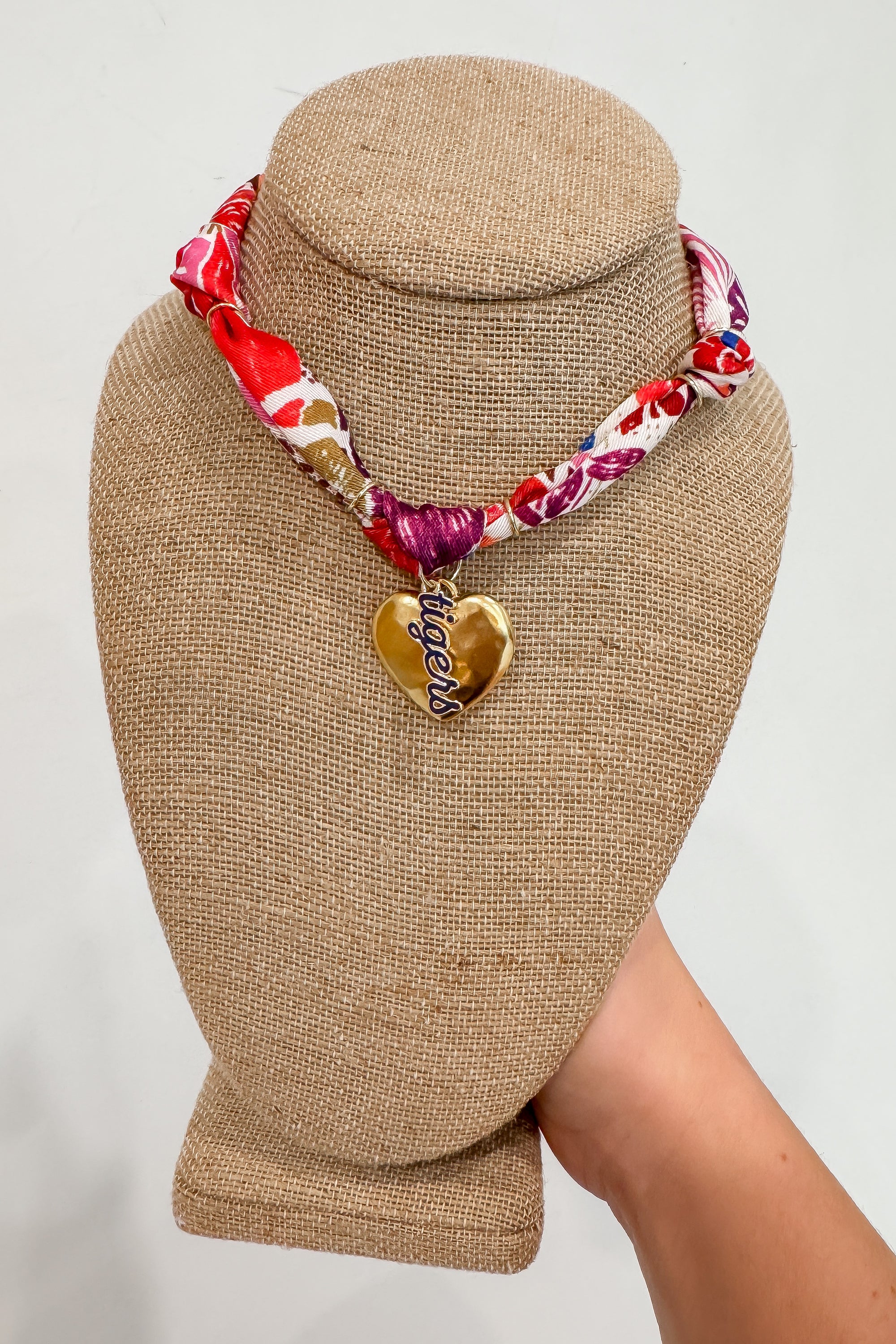 I Heart Clemson Tigers Scarf Necklace