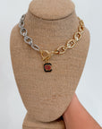 USC Gamecock Toggle Necklace in gold and silver with chunky chain links and team logo charm, ideal for gameday accessories or fan gifts.