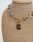 Gold & Silver Necklace - USC Gamecock Toggle features a bold two-tone chain with a USC Gamecock charm, perfect for spirited jewelry lovers.