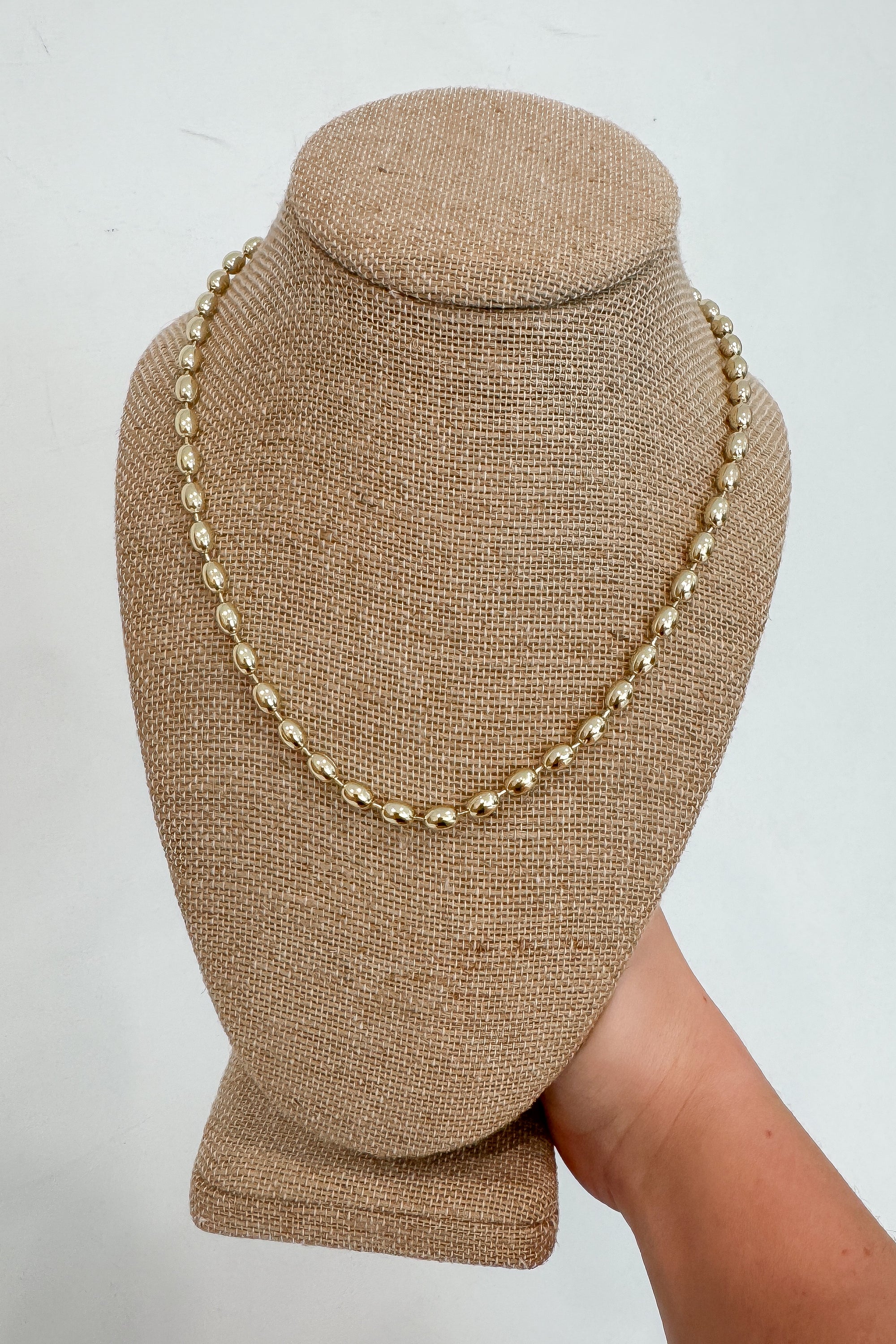 Gold Rice Beaded Necklace