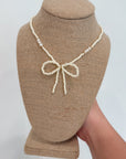 Claire Ivory Beaded Bow Necklace